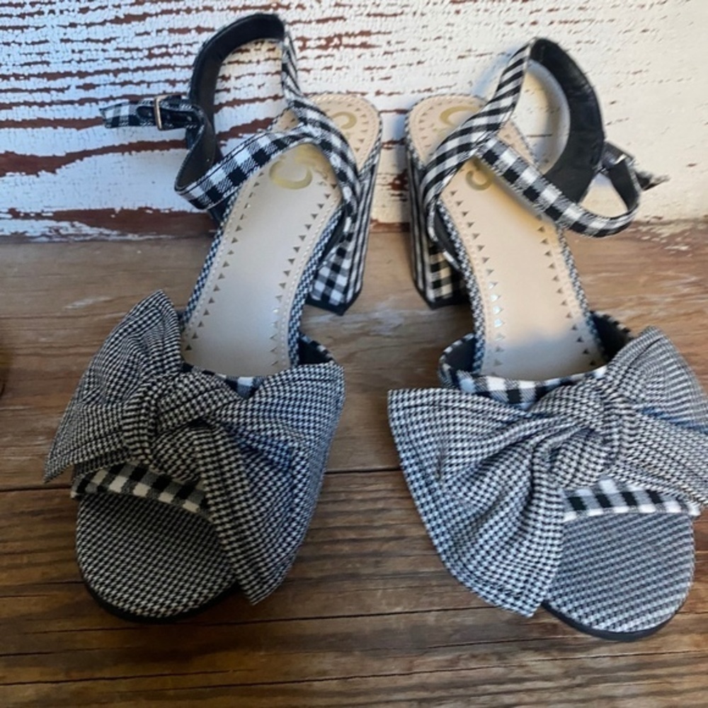 Sam Edelman Black & White Eva Gingham Sandal 6 - Picture 3 of 8